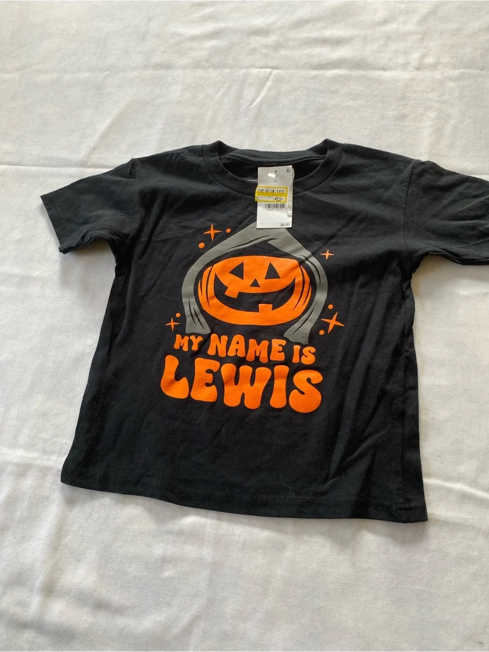 New “My Name is Lewis” Halloween Black Tshirt Size Kids 5T